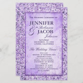 Romantic Lavender Glitter Wedding Programme (Voorkant / Achterkant)
