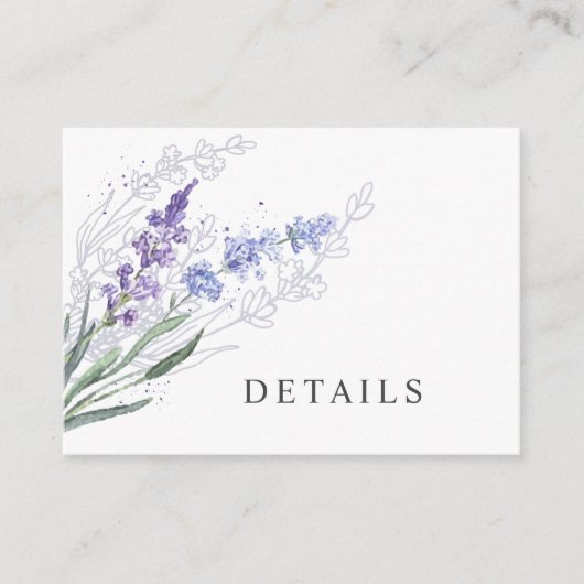 Romantic Lavender Waterverf Floral - Gegevens Informatiekaartje (Voorkant)