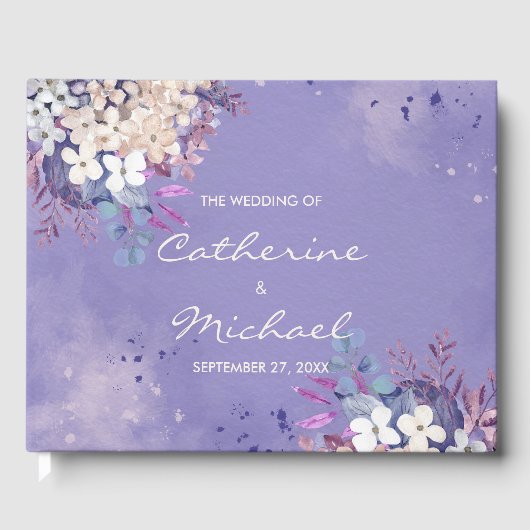 Romantic Lavender Waterverf Floral Spring Wedding Gastenboek (Voorkant)