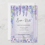 Romantic Lavender Wisteria Save the Date Aankondiging (Voorkant)