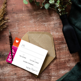 Romantic Lesbian Flag Stripes Wedding RSVP Kaartje