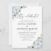 Romantic Light Blue Floral Wedding Invitation (Devant)