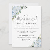 Romantic Light Blue Floral Wedding Invitation Kaart (Voorkant)