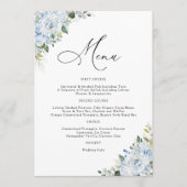 Romantic Light Blue Floral Wedding Menu (Voorkant)