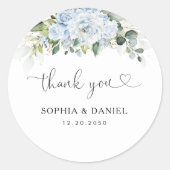 Romantic Light Blue Floral Wedding Ronde Sticker (Voorkant)