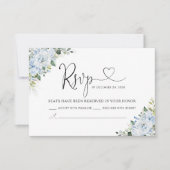 Romantic Light Blue Floral Wedding RSVP Card (Devant)