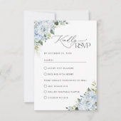 Romantic Light Blue Floral Wedding RSVP Card (Devant)