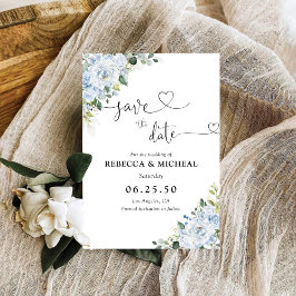 Romantic Light Blue Floral Wedding Save The Date