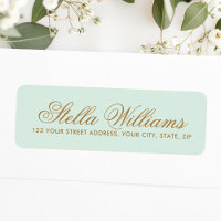 Romantic light mint kalligraphy scriptadres