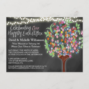 Romantic Lights Whimsical Tree Post Wedding Invite Kaart