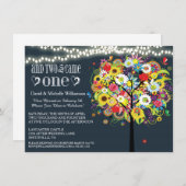 Romantic Lights Whimsical Tree Post Wedding Invite Kaart (Voorkant / Achterkant)