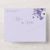Romantic Lila Lavender Floral Qr Code Weddenschap All In One Uitnodiging (Achterkant)