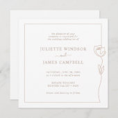 Romantic Line Roos Square Weddenschap Kaart (Voorkant / Achterkant)