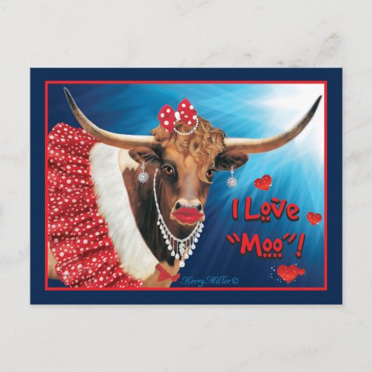 Romantic Longhorn Koe Valentijn Briefkaart (Voorkant)