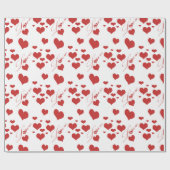 Romantic Love and Hearts Pattern Wrapping Paper Cadeaupapier (Vlak)