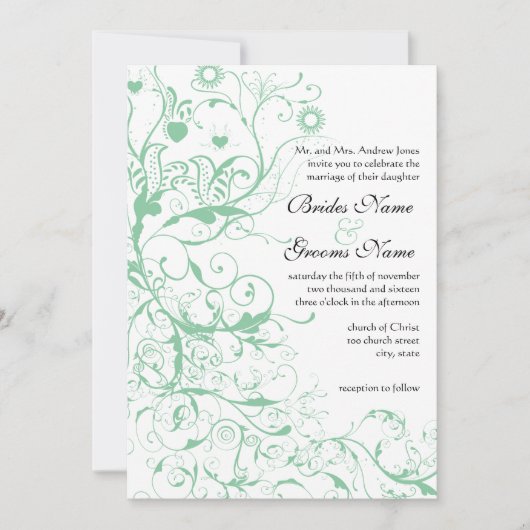 Romantic Love Bird Mint Wedding Kaart (Voorkant)