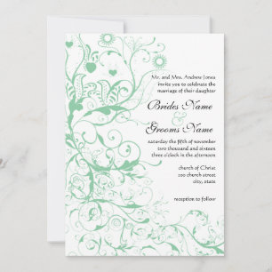 Romantic Love Bird Mint Wedding Kaart