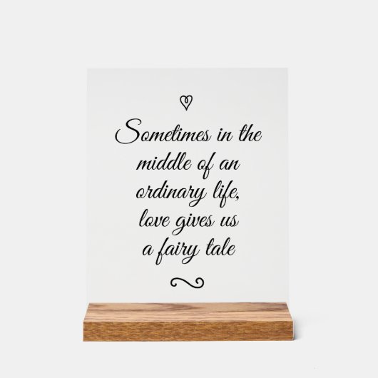 Romantic Love Calligraphy Fairy Tale Wedding Acryl Bord (Voorkant)