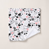 Romantic Love Gift Bath Towel Pink Black Hearts (Gant de toilette)