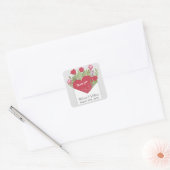 Romantic Love Letter Rozen & Heart Custom Wedding Vierkante Sticker (Envelop)
