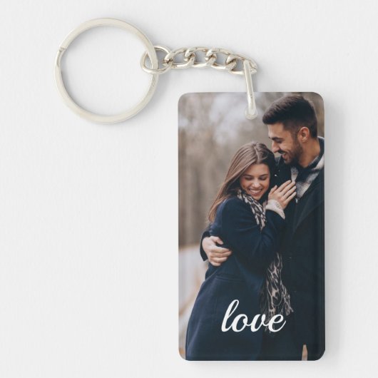 Romantic Love Message Date Personalized Photo Keyc Sleutelhanger (Voorkant)