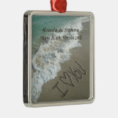 Romantic Love on the Beach Metalen Ornament (Rechts)