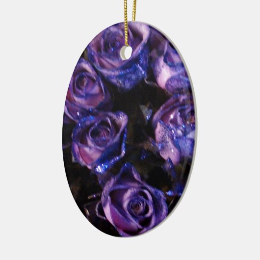 Romantic Love Paarse Valentijn Glitter Rozen Keramisch Ornament (Links)