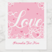 Romantic Love Pink Hearts Personalized Wijn Etiket (Enkel label)