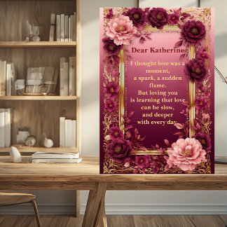 Romantic Love Poem Soulmate Rustic Roses Vintage Fotoplaat