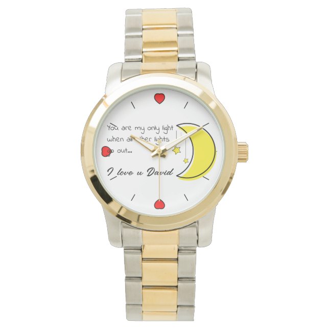 Romantic Love Quote met Moon Vector Art Horloge (Voorkant)