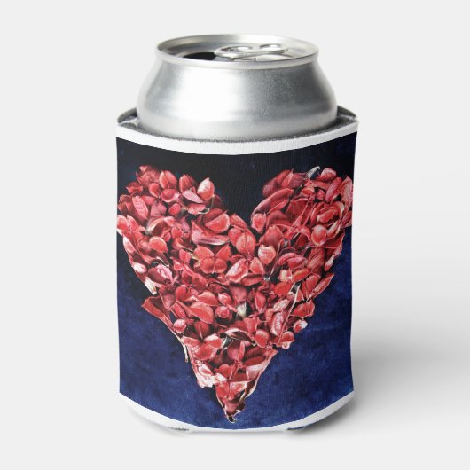 Romantic Love Roos Petal Red Heart Blikjeskoeler (Blikje Voorkant)