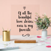 Romantic Love Story Calligraphy Wedding Acryl Bord (Huwelijk)