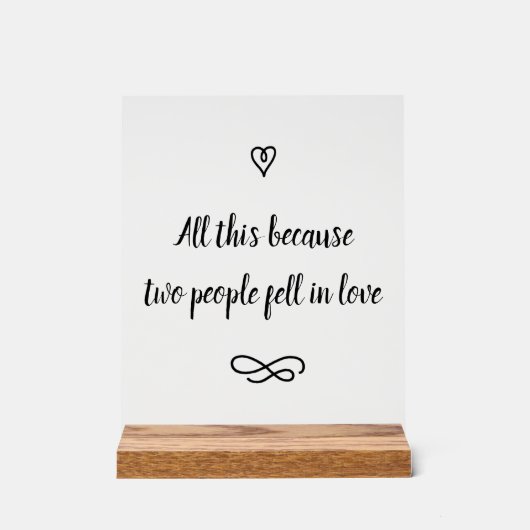 Romantic Love Story Wedding Calligraphy Keepsake Acryl Bord (Voorkant)