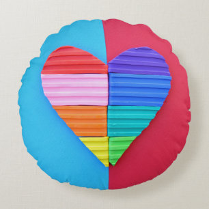 Romantic Love Twin Rainbow Hearts Rond Kussen