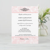 Romantic Lovely Pink Lace Wedding Invitation Kaart (Staand voorkant)
