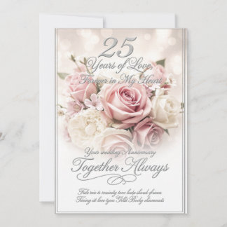 Romantic Luxury 25th Wedding Anniversary Card Feestdagenkaart