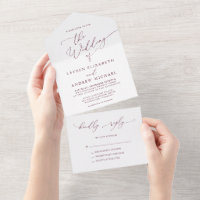 Romantic Maroon Burgundy Minimalist Weddenschap