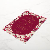 Romantic Maroon Floral Folie Uitnodiging (Gedraaid)