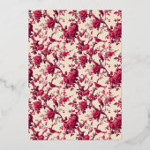 Romantic Maroon Floral Folie Uitnodiging (Achterkant)
