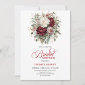 Romantic Maroon & Gold Bridal Shower Invitation (Devant)