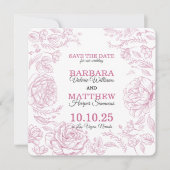 Romantic Maroon & White sla de datumkaart op Save The Date (Voorkant)