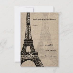 Romantic Mason Jar Shadows Damask Wedding RSVP Kaartje