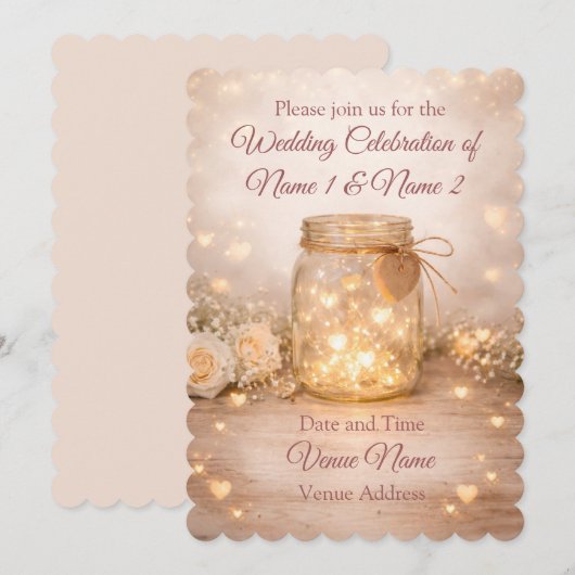Romantic Mason Jar Wedding Invitation (Devant / Derrière)