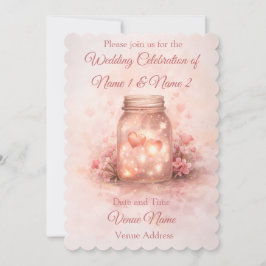 Romantic Mason Jar Wedding Invitation Kaart