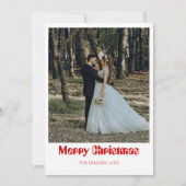 Romantic Merry Christmas Newlywed Photo Rich Red Feestdagenkaart (Voorkant)