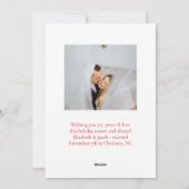 Romantic Merry Christmas Newlywed Photo Rich Red Feestdagenkaart (Achterkant)