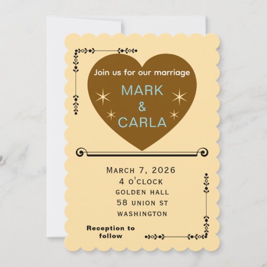 Romantic Minimal Wedding Invitation in Soft Beige. (Devant)