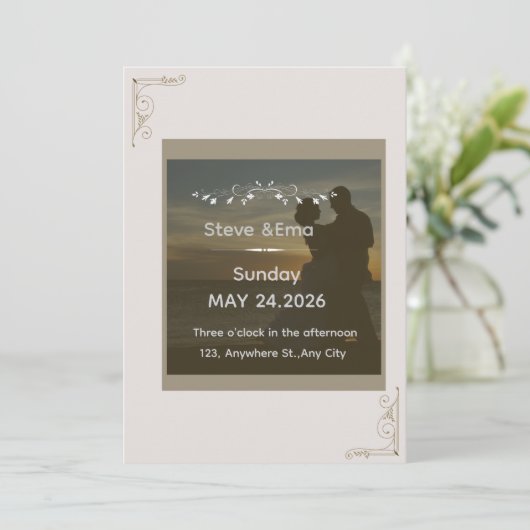 Romantic & Minimal Wedding Invitation Template | E (Debout devant)