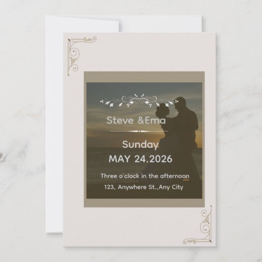 Romantic & Minimal Wedding Invitation Template | E Kaart (Voorkant)