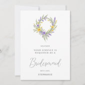 Romantic Minimal Yellow Lavender Wreath Bridesmaid (Voorkant)